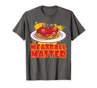 Meatball Master Pasta Food Spaghetti Meatballs Tomato Sauce T-Shirt, Men, Asphalt Grey, Medium