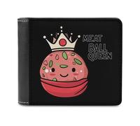 Meatball Queen Bifold Wallet PU Leather Pocket Wallet Slim Purse for Women Men Gifts