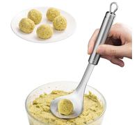 Meatball Scoop, Meatball Spoon - Stainless Steel Meatball Spoon with Holes - Long Handle, Kitchen Gadget Shaper for Beef, Chicken, Pork, Fish, Vegetarian