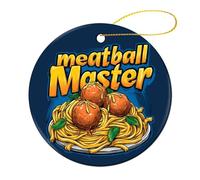 Meatballs on Spaghetti Christmas Ornament Souvenir Ceramic Hanging Pendant 4 Pcs
