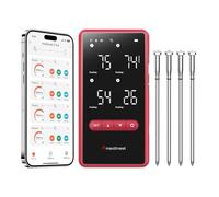 Meatmeet Z Pro Smart Wireless Meat Thermometer, 4 Ultra-Thin Probes, 6 Sensors, Bluetooth and Unlimited WiFi Monitoring, IP69 Waterproof, Digital Food Thermometer for BBQ, Grill, Smoker, Oven, Kitchen