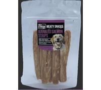 Meaty Snacks Marbled Salmon Strips 100g 100% Natural Low Fat Dog Treats and Training Aid No Grain, No Gluten, No Rawhide