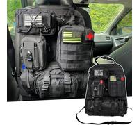 MEAUTELE Tactical Car Seat Back Organizer With 4 Detachable Pouches Universal Upgrade Tactical Molle Vehicle Panel Organizer fits for Most of Car Truck Ford Jeep Vehicle
