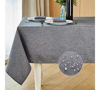 Mebakuk Rectangle Table Cloth Linen Farmhouse Tablecloth Waterproof Anti-Shrink Soft and Wrinkle Resistant Decorative Fabric Table Cover for Kitchen (Dark Grey, 60" x 104" (8-10 Seats))