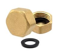 Mebamce 2 PCS 1/2 Inch Female Thread Brass Blanking Caps Hex Brass Blanking Nut Cap with Gasket Plumbing Fittings for Washing Machines Radiator Valve Faucets Tap