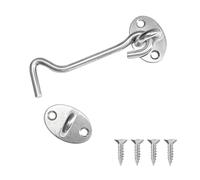 Mebamce 4 Inch Hook and Eye Latch Stainless Steel Latche with Screws for Door, Windows, Cabinet Closet, Garage Gate, Fence (Silver)