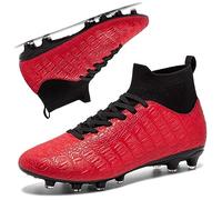 MEBAMY Mens Football Boots Cleats Professional High Top Breathable Athletic Indoor Outdoor Lawn Field Professional Spikes Game Training Athletic for Boys, 2408 CD Red, 41.5/42 EU