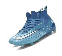 MEBAMY Mens Indoor Outdoor Football Boots Lightweight Performance Training Soft Bottom Athletic Soccer Boots, X801 Cd Blue, 41.5/42 EU