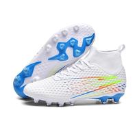 MEBAMY Mens Indoor Outdoor Football Boots Lightweight Performance Training Soft Bottom Athletic Soccer Boots, 777 Cd White, 34.5/35.5 EU