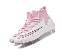 MEBAMY Mens Indoor Outdoor Football Boots Lightweight Performance Training Soft Bottom Athletic Soccer Boots, X801 Cd Pink, 10 UK