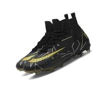 MEBAMY Mens Indoor Outdoor Football Boots Lightweight Performance Training Soft Bottom Athletic Soccer Boots, X801 Cd Black, 6.5 UK