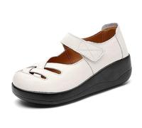 MEBAMY Women Casual Platform Loafers Lightweight Non Slip Wedge Shoes Fashion Slip On Sneakers for Women White, 9818 Mi, 5 UK