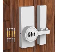 MeBantoo 180 Degree Adhesive Barn Door Latch, Cabinet Locks with Combination, Keyless Sliding Flip Latch Door Lock with Glue and Screws for Barn, Closet, Shed, Storage (White-1pc)