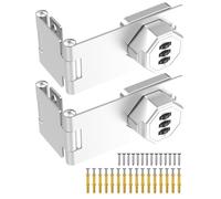 MeBantoo 90 Degree Cabinet Combination Door Lock Latch, Zinc Alloy Password Rotary Hasp Lock, Keyless Folding Latches for Office File Cabinet, Drawers, Cupboard, Small Doors, Locker (2, Silver)