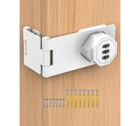 MeBantoo 90 Degree Cabinet Combination Door Lock Latch, Zinc Alloy Password Rotary Hasp Lock, Keyless Folding Latches for Office File Cabinet, Drawers, Cupboard, Small Doors, Locker (1, White)