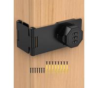 MeBantoo 90 Degree Cabinet Combination Door Lock Latch, Zinc Alloy Password Rotary Hasp Lock, Keyless Folding Latches for Office File Cabinet, Drawers, Cupboard, Small Doors, Locker (1, Black)
