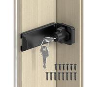 MeBantoo 90 Degree Door Hasp Latch Lock, Home Security Right Angle Latch, Sliding Barn Door Lock for Gate, Bedroom, Fence, Garden (Black, 3.3 Inch with Key-1 Pc)