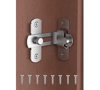 MeBantoo 90 Degree Flip Barn Door Lock, Safety Stainless Steel Lock Latch for Right Angle Curved Door, Garden, Garage, Wine Cabinet, Closet (1 Pack Silve)