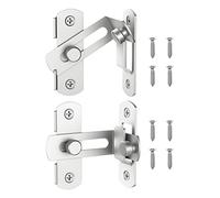 MeBantoo 90 Degree Flip Barn Door Lock, Safety Stainless Steel Lock Latch for Right Angle Curved Door, Garden, Garage, Wine Cabinet, Closet (2 Pack Silve)