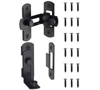 MeBantoo 90 Degree Flip Barn Door Lock, Safety Stainless Steel Lock Latch for Right Angle Curved Door, Garden, Garage, Wine Cabinet, Closet (2 Pack Black)