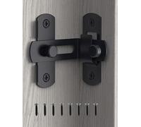 MeBantoo 90 Degree Flip Barn Door Lock, Safety Stainless Steel Lock Latch for Right Angle Curved Door, Garden, Garage, Wine Cabinet, Closet (1 Pack Black)