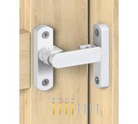 MeBantoo Adjustable Barn Door Locks, 90/180 Degree Sliding Door Latch, Protect Home Security Gate Latch for Bedroom, Barn, Cabinet, Garden, Fence (White-1 Pc)
