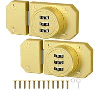 MeBantoo Cabinet Lock with Combination, 3-Digit Password Closet Door Lock, Zinc Alloy Mechanical Combination Latch with Screws for Barn One-Way Door, Drawer, Office File Cabinet (2, Gold)