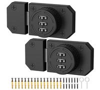MeBantoo Cabinet Lock with Combination, 3-Digit Password Closet Door Lock, Zinc Alloy Mechanical Combination Latch with Screws for Barn One-Way Door, Drawer, Office File Cabinet (2, Black)