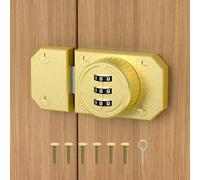 MeBantoo Cabinet Lock with Combination, 3-Digit Password Closet Door Lock, Zinc Alloy Mechanical Combination Latch with Screws for Barn One-Way Door, Drawer, Office File Cabinet (1, Gold)