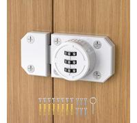 MeBantoo Cabinet Lock with Combination, 3-Digit Password Closet Door Lock, Zinc Alloy Mechanical Combination Latch with Screws for Barn One-Way Door, Drawer, Office File Cabinet (1, White)