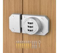 MeBantoo Cabinet Lock with Combination, 3-Digit Password Closet Door Lock, Zinc Alloy Mechanical Combination Latch with Screws for Barn One-Way Door, Drawer, Office File Cabinet (1, Sliver)