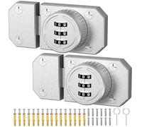 MeBantoo Cabinet Lock with Combination, 3-Digit Password Closet Door Lock, Zinc Alloy Mechanical Combination Latch with Screws for Barn One-Way Door, Drawer, Office File Cabinet (2, Sliver)