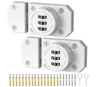 MeBantoo Cabinet Lock with Combination, 3-Digit Password Closet Door Lock, Zinc Alloy Mechanical Combination Latch with Screws for Barn One-Way Door, Drawer, Office File Cabinet (2, White)