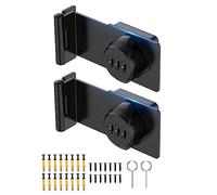 MeBantoo Cabinet Password Hasp Locks, 90 Degree Barn Door Lock, Household Security Combination Latch for Locker, Fence, Bathroom, Outdoor, Garden (Black -2PCS)