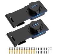 MeBantoo Household Cabinet Password Hasp Locks, Cabinet Door Combination Lock, Door Security Slide Latch Lock for Small Doors, Cabinets, Barn Door, Bathroom, Outdoor, Garden (Black - 2 Pack)