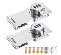 MeBantoo Household Cabinet Password Hasp Locks, Cabinet Locks with Combination, Door Security Slide Latch for Small Barn Doors, Bathroom, Outdoor, Garden (Silver - 2 Pack)
