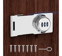 MeBantoo Household Cabinet Password Hasp Locks, Cabinet Locks with Combination, Door Security Slide Latch for Small Barn Doors, Bathroom, Outdoor, Garden (Silver - 1 Pack)