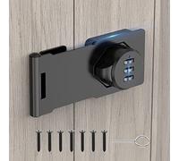 MeBantoo Household Cabinet Password Hasp Locks, Cabinet Locks with Combination, Door Security Slide Latch for Small Barn Doors, Bathroom, Outdoor, Garden (Black - 1 Pack)