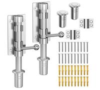 MeBantoo Slide Bolt Gate Latch Hardware, Barrel Bolt Latch, 6.3 Inch Heavy Duty Solid 304 Stainless Steel Silver Finish Lock for Wooden Fence/Shed/Yard/Barn Door/Interior and Outdoor (2 Pack Silver)