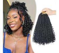 Mebeli Goddess Box Braids Crochet Hair Extensions Pre-looped Bohemian Crochet Braids 10" Curly Ends 8 Crochet Hair Extensions With Train