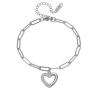 meberg Karma MTB091-030 Women's Bracelet Stainless Steel with Filigree Heart Pendant Silver or Gold Lobster Clasp Jewellery Heart Bracelet, 16 x 0,4 cm, Stainless Steel Zirconia Stainless Steel, None.