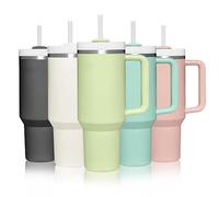 mebiusyhc 40oz Stainless Steel Vacuum Insulated Cup Double Wall Travel Flask Car Coffee Mug Tumbler with Straw with Handle for Hot Iced Coffee