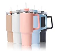 mebiusyhc 40oz Stainless Steel Vacuum Insulated Cup Double Wall Travel Flask Car Coffee Mug Tumbler with Straw with Handle for Hot Iced Coffee