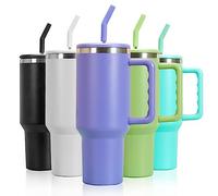 mebiusyhc 40oz Stainless Steel Vacuum Insulated Cup Double Wall Travel Flask Car Coffee Mug Tumbler with Straw with Handle for Hot Iced Coffee