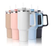 mebiusyhc 40oz Stainless Steel Vacuum Insulated Cup Double Wall Travel Flask Car Coffee Mug Tumbler with Straw with Handle for Hot Iced Coffee