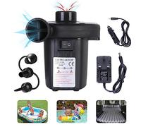 mebiusyhc Electric Air Pump,Portable Quick-Fill Air Pump with 3 Nozzles,110V AC/12V DC,Perfect Inflator/Deflator PumpsOutdoor Camping,Inflatable Cushions,Air Mattress Beds,Boats,Swimming Ring,Black