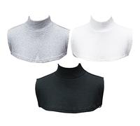 Meboem 3PCS Womens Neck Dickey Inserts False Fake Turtleneck Half Top Collar Shoulder Cover,White Black Grey
