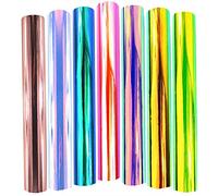 Meboem 7 Pack Holographic Permanent Adhesive Vinyl Sheet Craft Vinyl for Silhouette Tumblers Cameo Craft Cutter Letters, Banners, Window Graphics, Glass Mirrors, Scrapbooking,30cm by 30cm