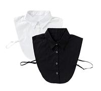 Meboom 2pcs White Black Detachable Shirt Collar Fake False Faux Collar Half Shirt Blouse Dickey for Female Women