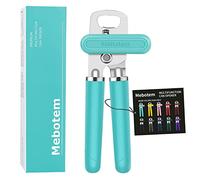 Mebotem 10 Colors Can Opener Manual Handheld Heavy Duty Hand Can Opener Smooth Edge Stainless Steel Can Openers Top Lid Kitchen Gadgets, Best Large Rated Easy Turn Knob, with Bottle Opener, Aqua Sky